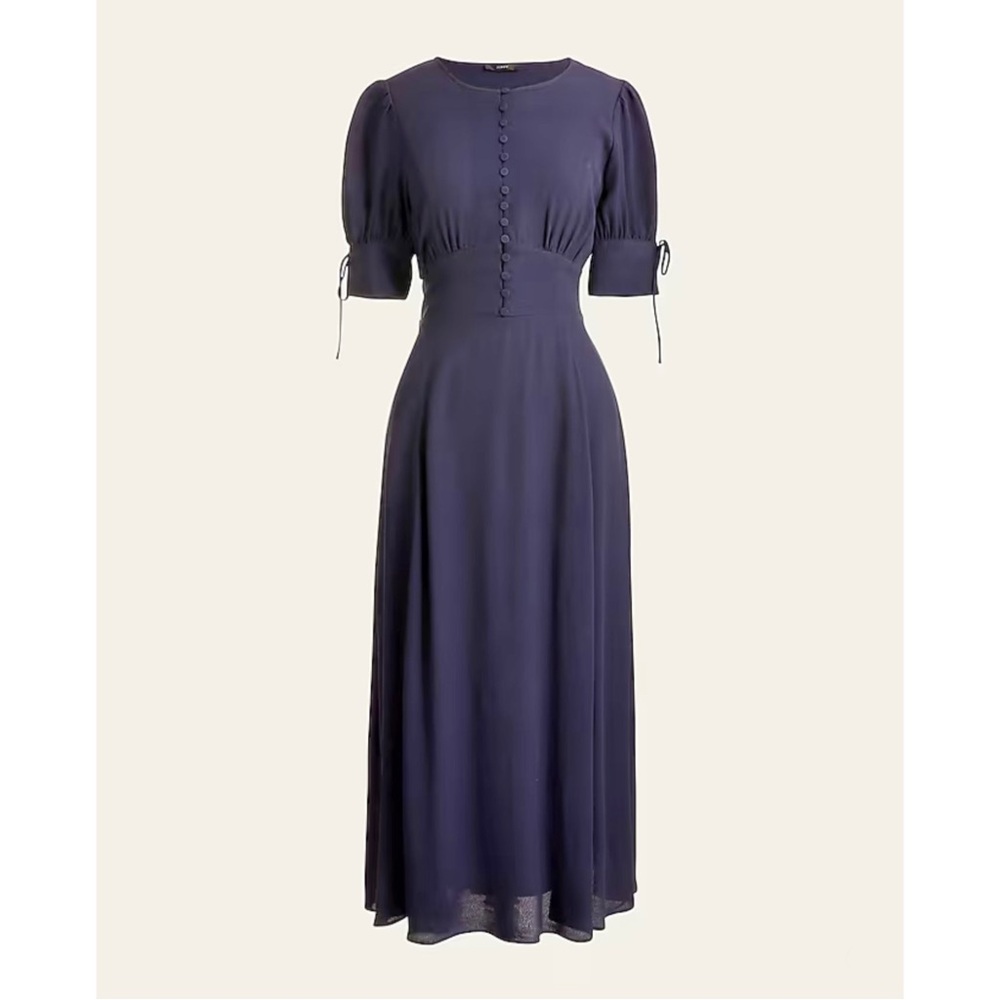 J.Crew Drapey Button Up Midi Dress Navy Blue